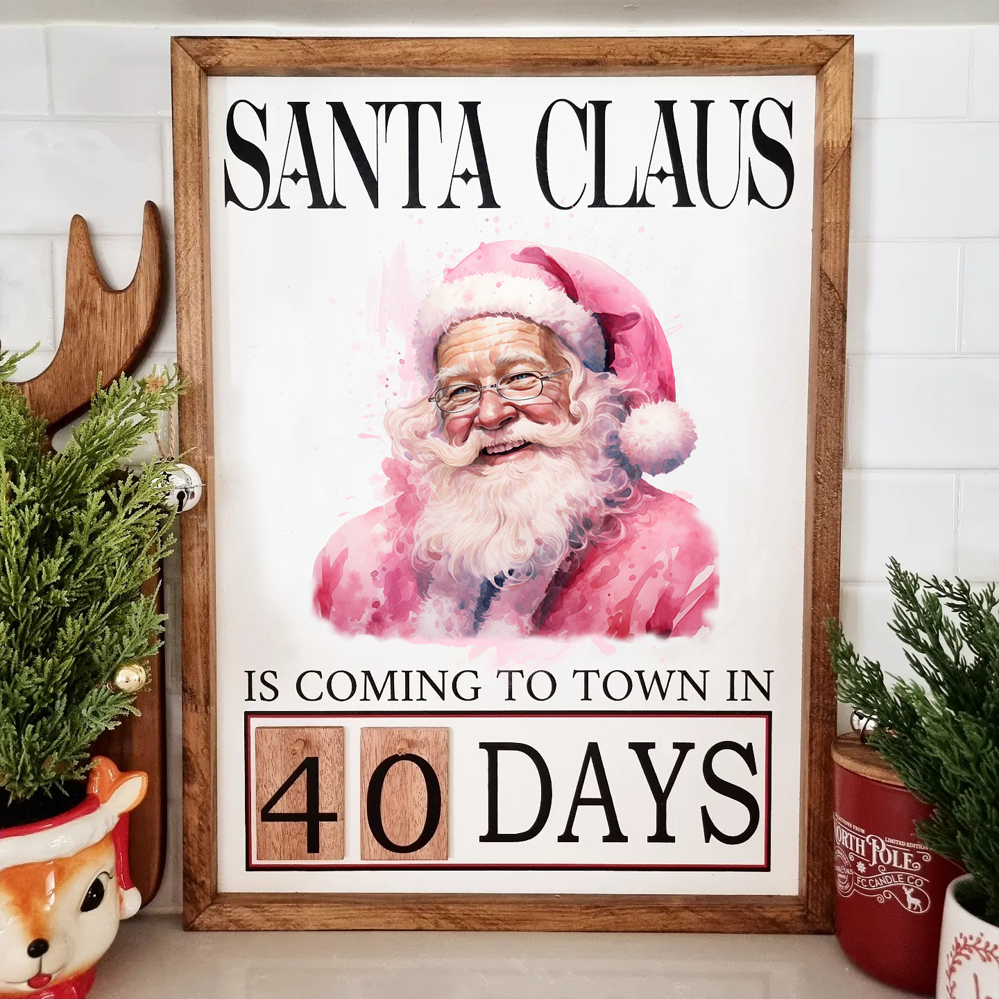 Christmas Coutdown Calender - pink Santa8