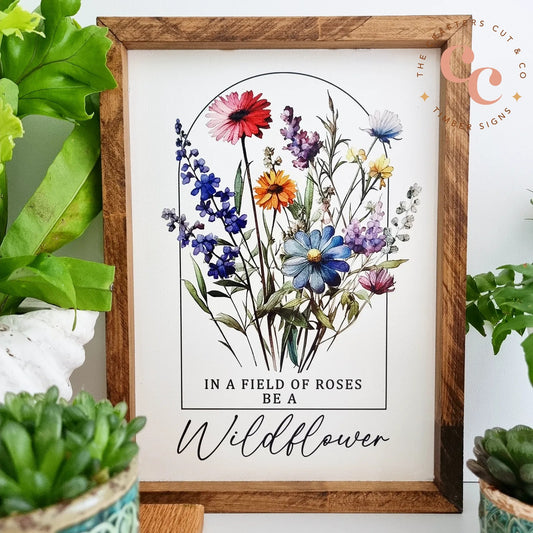 Wildflower timber sign 38 x 28 cms (small version)